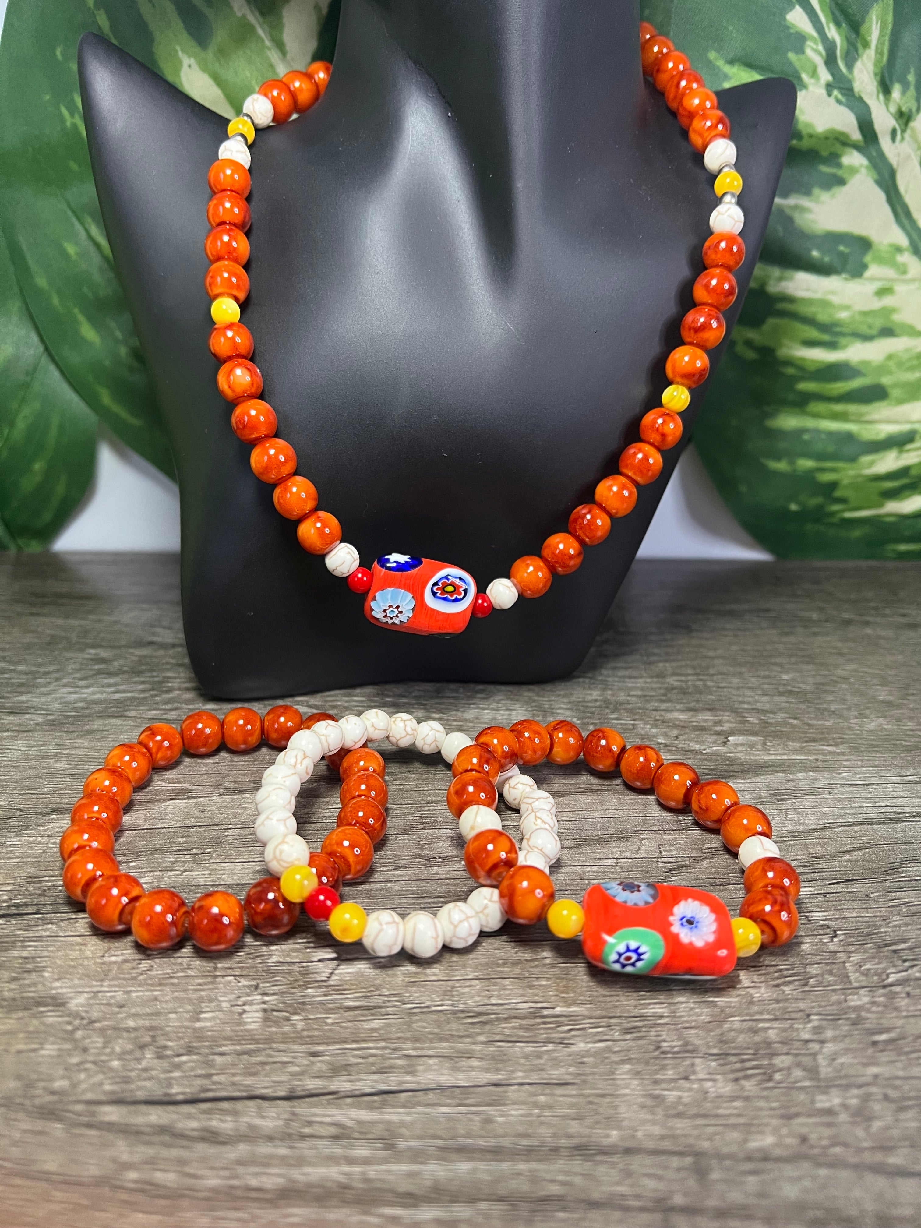 “Lava Rocks” Necklace and Bracelet Set