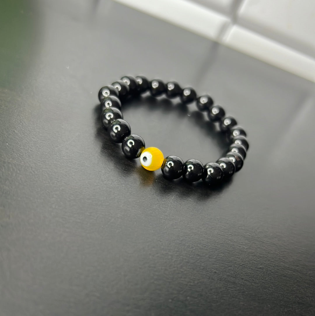 Yellow Evil Eye w/ black beads