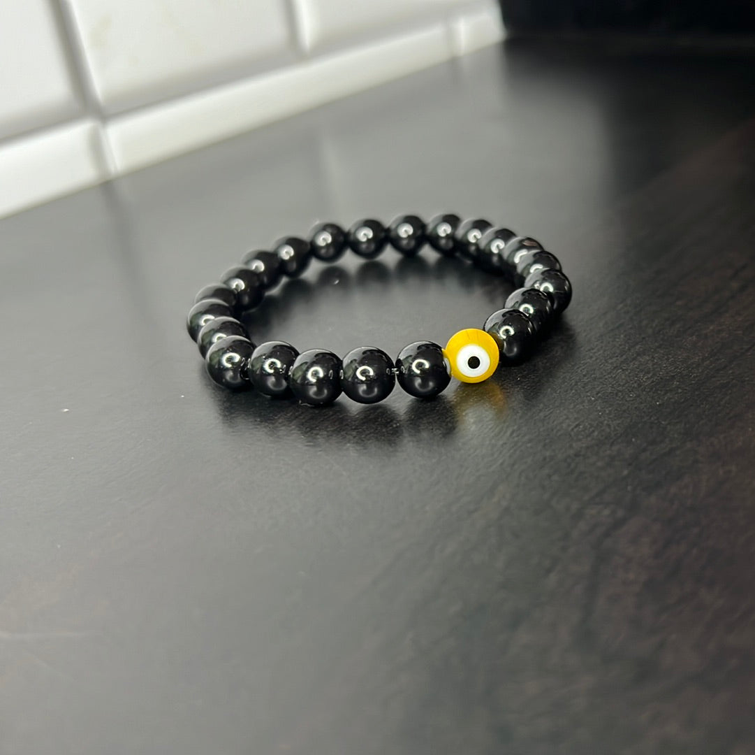 Yellow Evil Eye w/ black beads