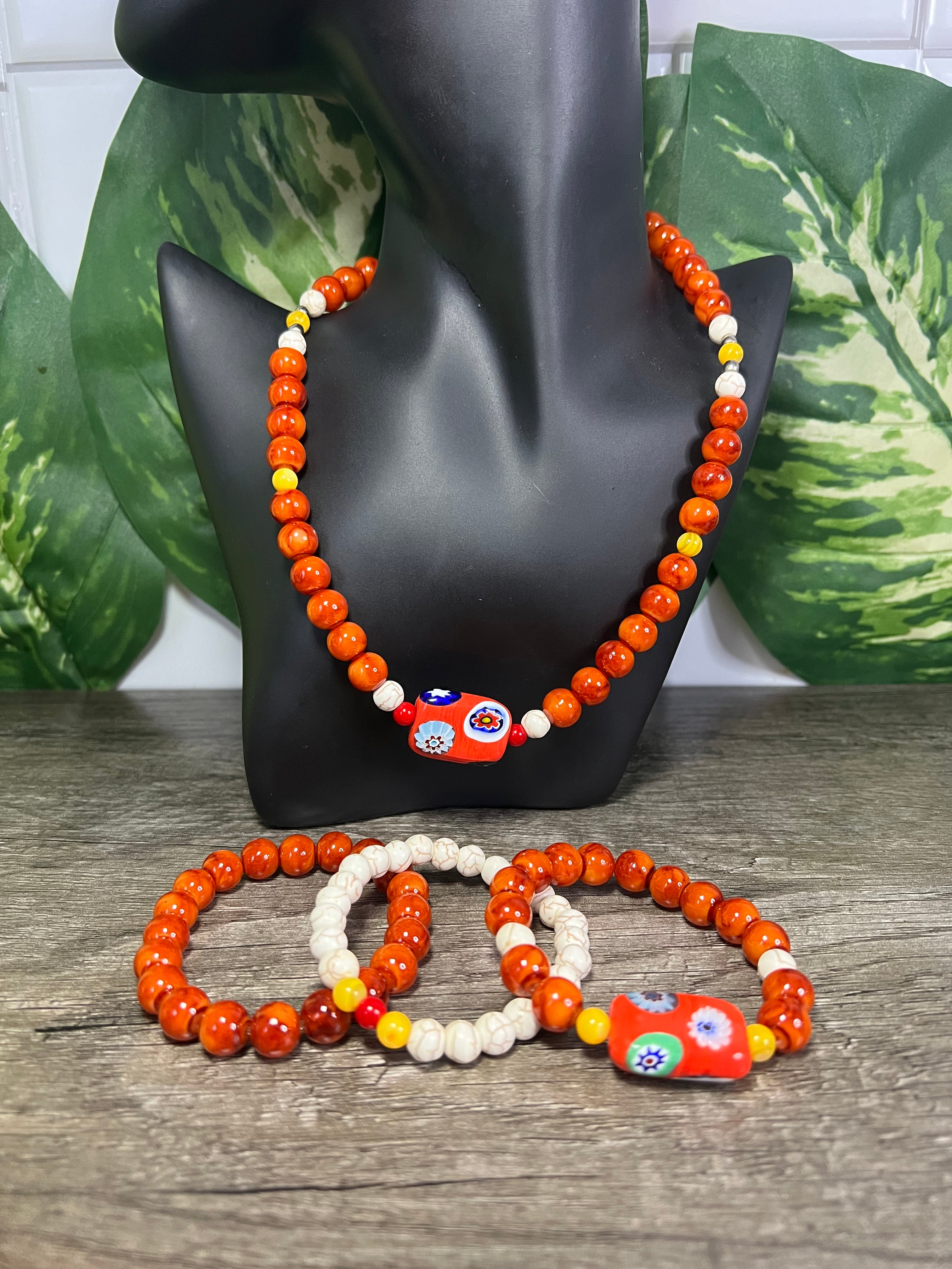 “Lava Rocks” Necklace and Bracelet Set